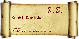 Krahl Darinka névjegykártya